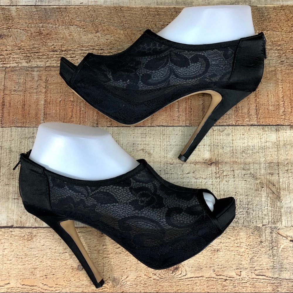 ALDO • Black Lace Open Toe Booties